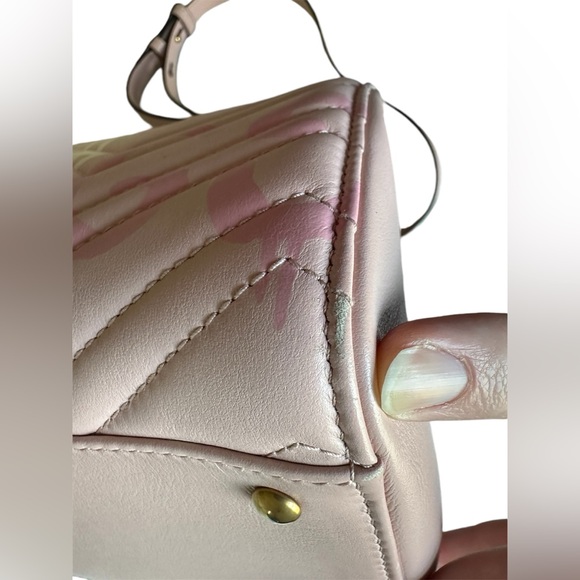 GUCCI Ghost Marmont GG Matelassé 2-way tote top handle bag pink graffiti chevron - Picture 8 of 14